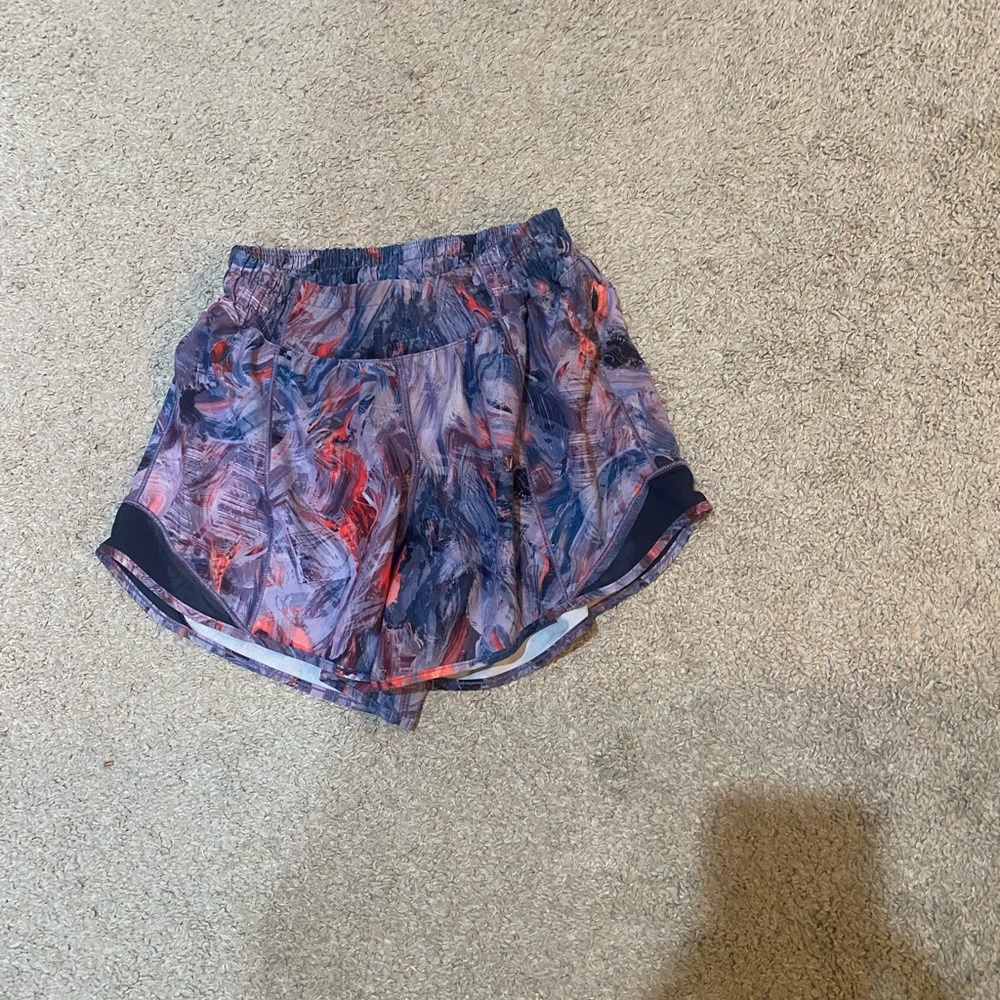 lululemon athletica Women's Athletic Shorts - Blue and Pink Pattern